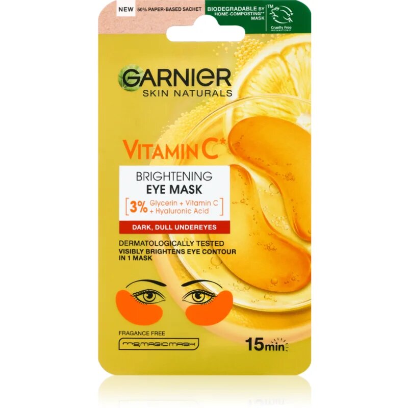 Garnier Textil Masks Vitamin C mască pentru zona ochilor cu efect iluminator 5 g