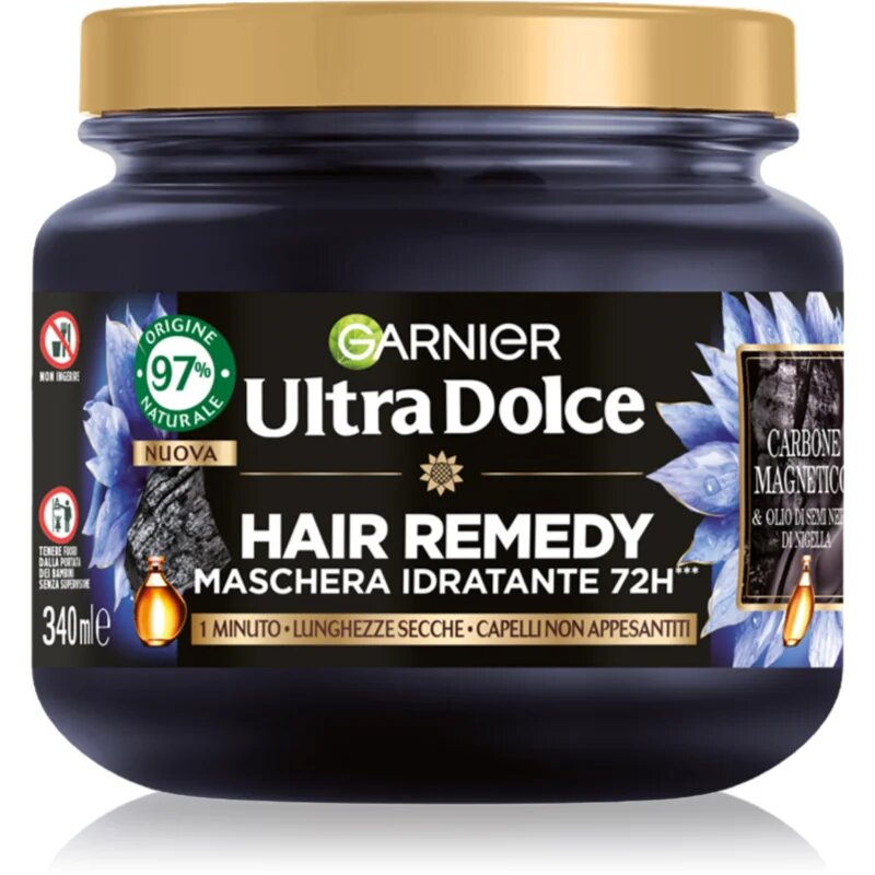 Ultra Doux Magnetic Charcoal masca hidratanta pentru scalp gras și vârfuri uscate 340 ml