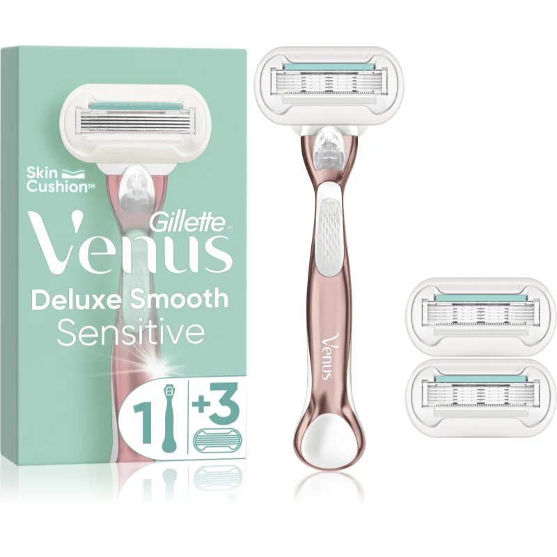 Venus Deluxe Smooth Sensitive Aparat de ras + rezervă lame RoseGold 3 buc