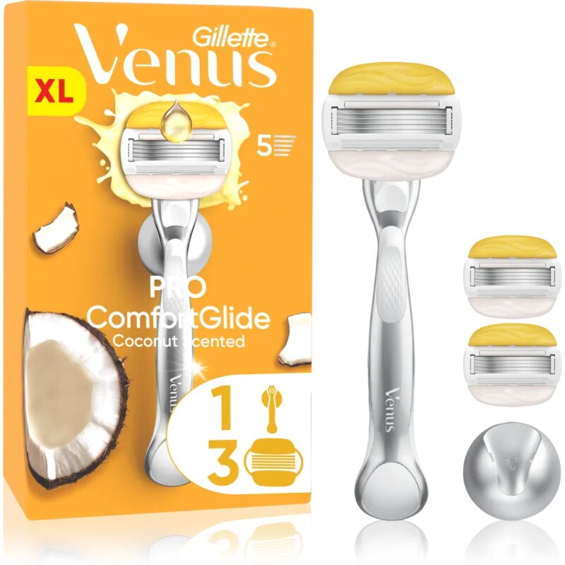 Venus PRO ComfortGlide Coconut epilator pentru femei cu suport pentru duș + lame de rezervă 3 buc
