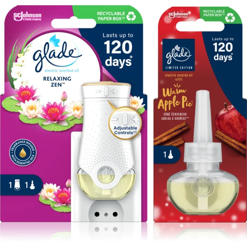Glade Electric scented oil Relaxing Zen + Warm Apple Pie ambalaj economic 3 buc