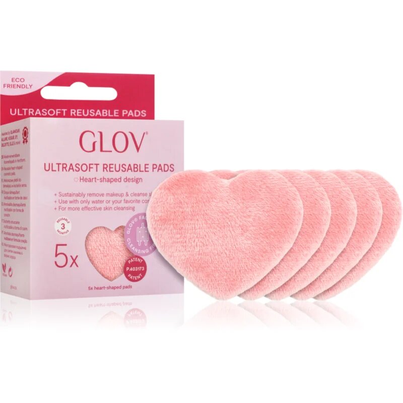 GLOV Heart-Shaped Ultrasoft dischete demachiante lavabile 5 buc