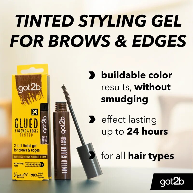 got2b Glued 4 Brows & Edges gel fixare pentru sprâncene 2in1 Tinted Brown 16 ml