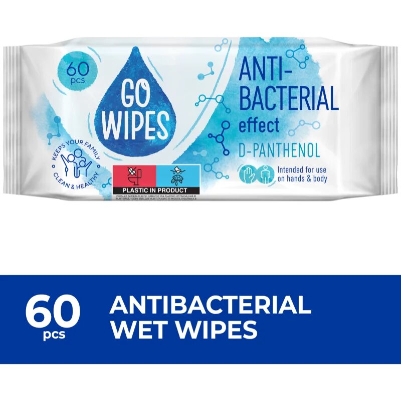 GoWipes Anti-Bacterial Effect D-Panthenol Servetele umede cu efect antibacterian 60 buc
