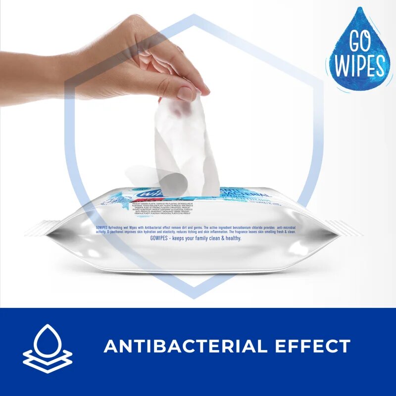 GoWipes Anti-Bacterial Effect D-Panthenol Servetele umede cu efect antibacterian 60 buc