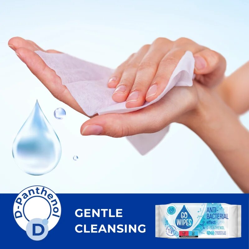 GoWipes Anti-Bacterial Effect D-Panthenol Servetele umede cu efect antibacterian 60 buc
