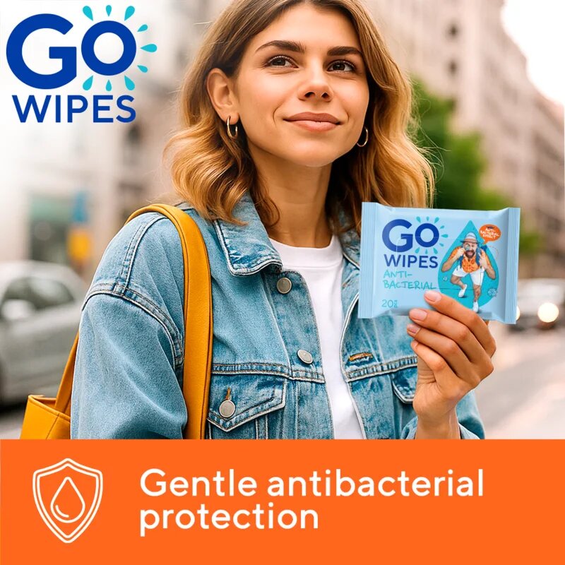 GoWipes Antibacterial Servetele umede cu efect revigorant cu efect antibacterian 20 buc
