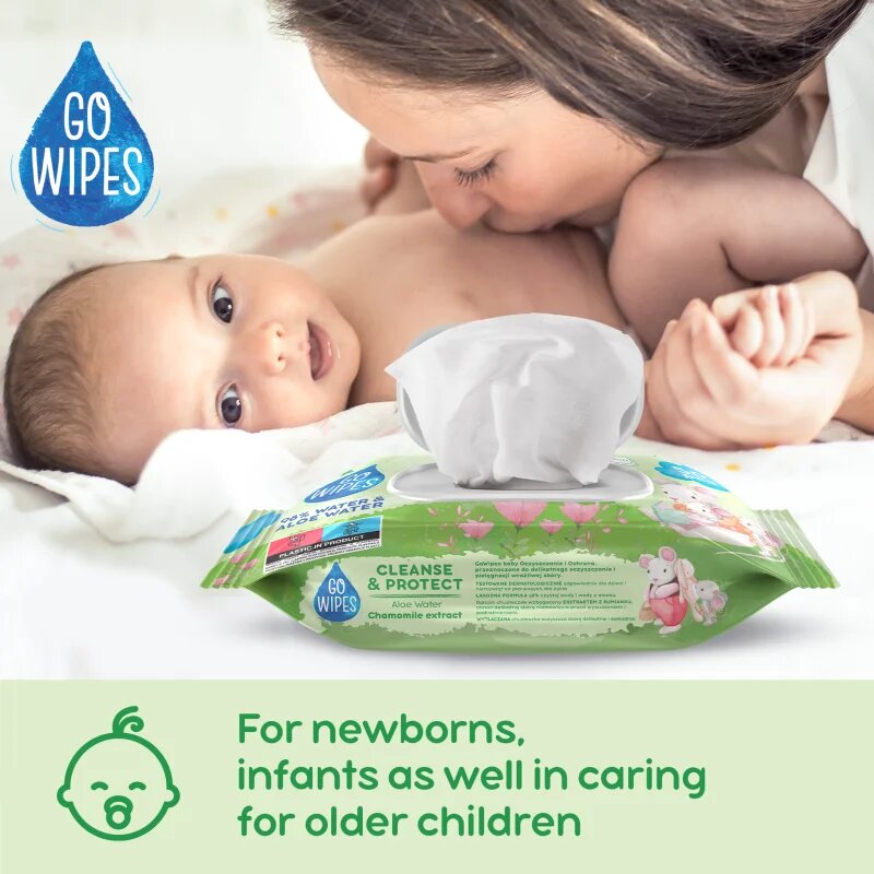 GoWipes Cleanse & Protect Chamomile extract servetele delicate pentru copii cu aloe vera 50 buc