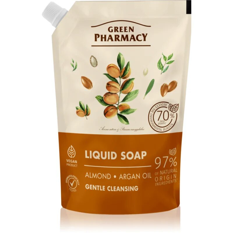 Green Pharmacy Almond & Argan Oil Săpun lichid pentru mâini rezervă 460 ml