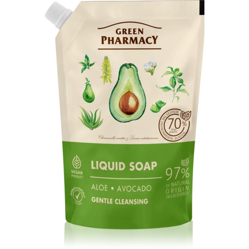 Green Pharmacy Aloe & Avocado Săpun lichid pentru mâini rezervă 460 ml