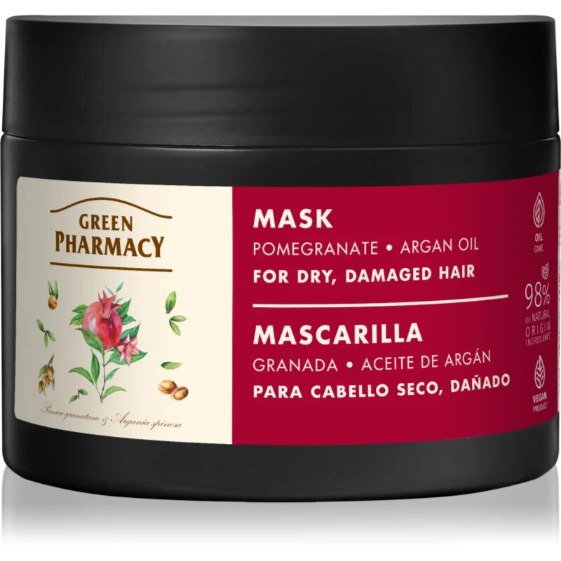 Green Pharmacy Argan Oil & Pomegranate Care Mask masca intensiva pentru par deteriorat 300 ml
