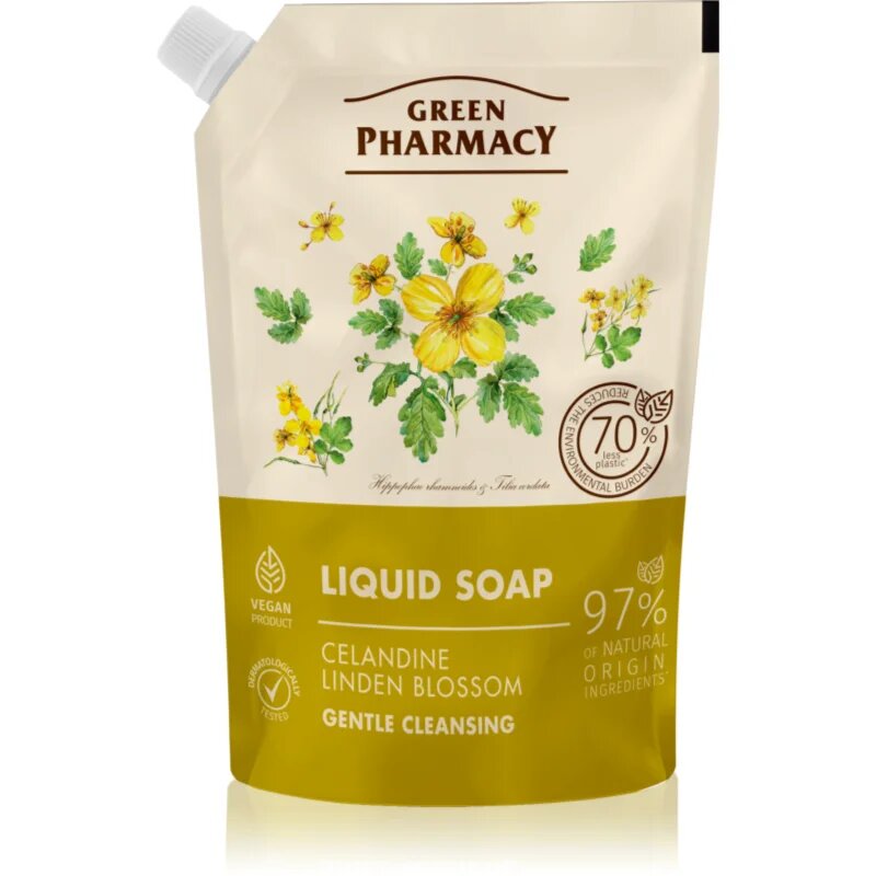 Green Pharmacy Celandine & Linden Săpun lichid pentru mâini rezervă 460 ml