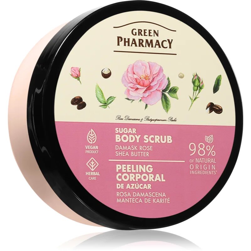 Damask Rose & Shea Butter Body Scrub exfoliant de corp cu zahăr 200 ml