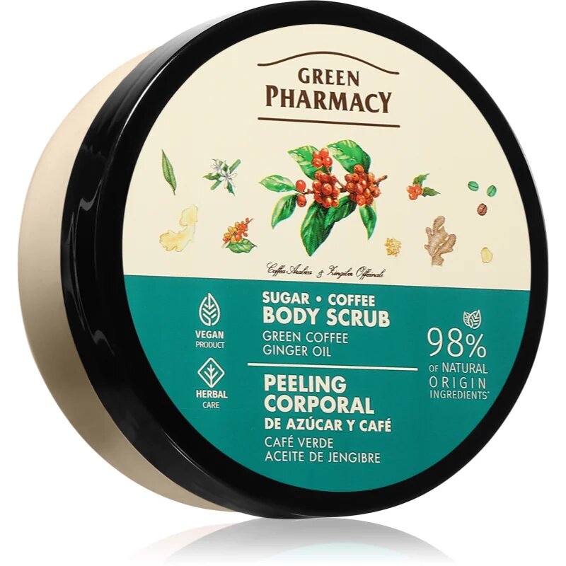 Green coffee & Ginger Oil Body Scrub exfoliant de corp cu zahăr 200 ml