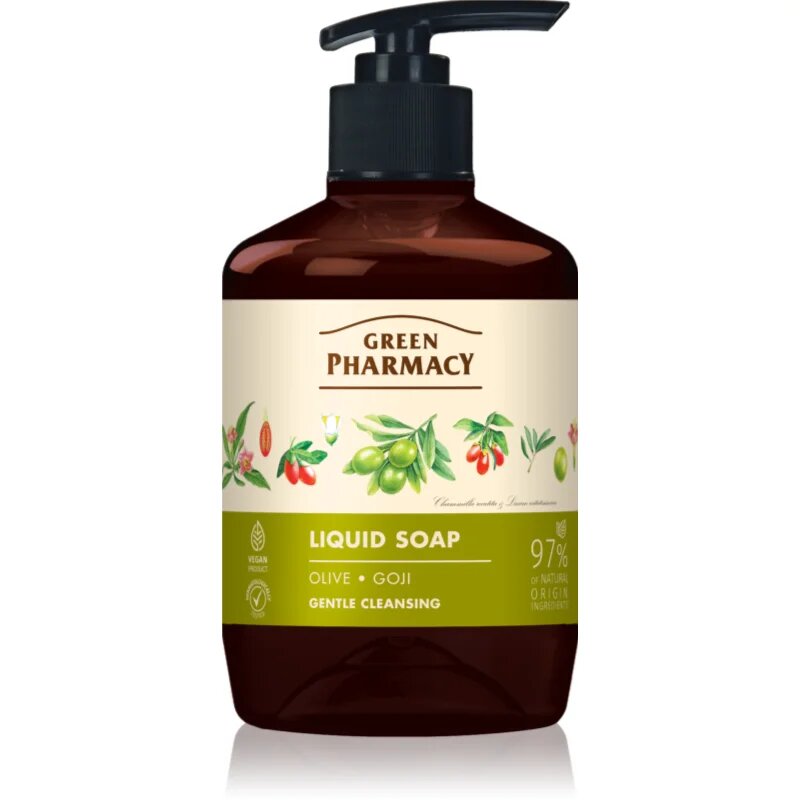 Green Pharmacy Olive & Goji Berry Liquid Soap Săpun lichid pentru mâini cu pompa 460 ml
