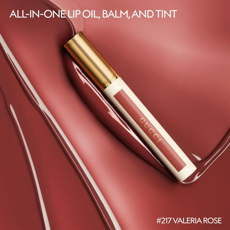 Gucci Beauty Glow Oil-In-Water Tint Liquid Lipstick ruj lichid hidratant și lucios culoare 217 Valeria Rose 6.5 ml