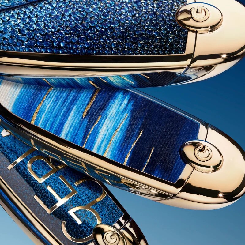 GUERLAIN L'Heure Bleue Double Mirror Jewel Case carcasă pentru ruj cu oglinda mica Bleu Iconique 1 buc