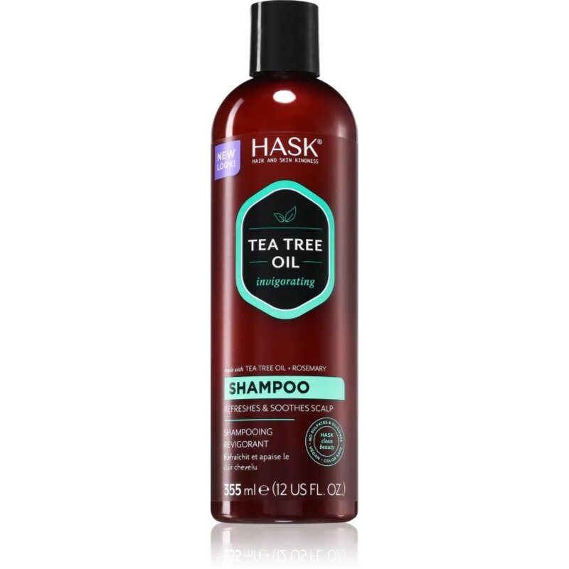 HASK Tea Tree Oil & Rosemary sampon revigorant pentru un scalp uscat atenueaza senzatia de mancarime 355 ml