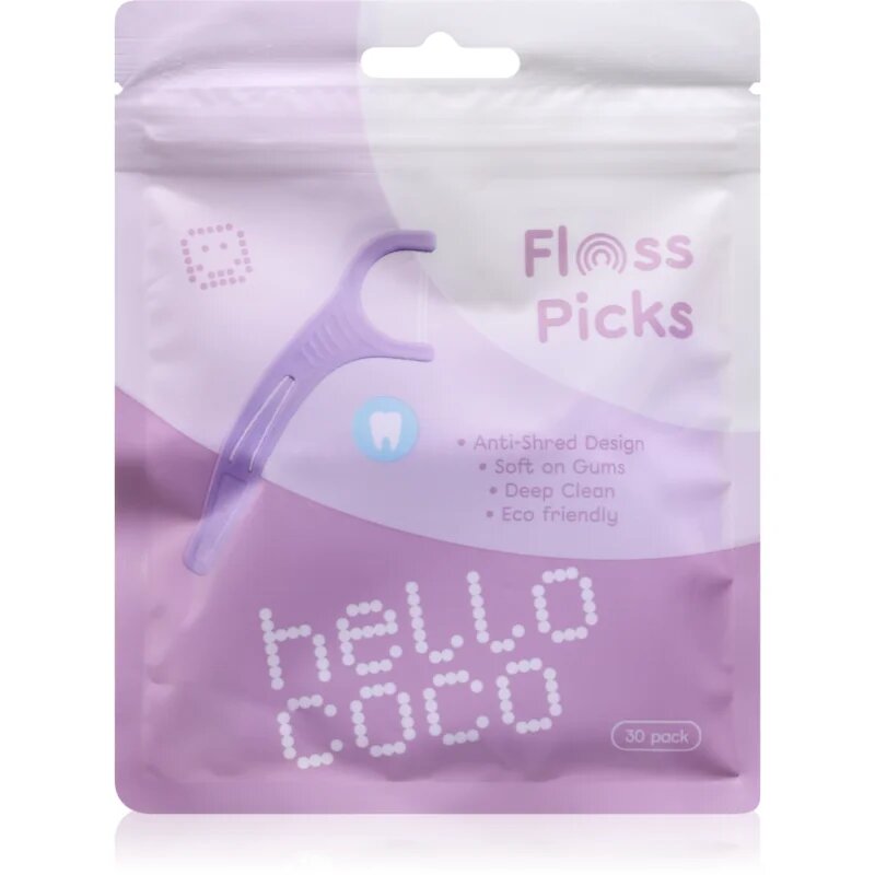 Hello Coco Floss Picks scobitori dentare cu filet 30 buc