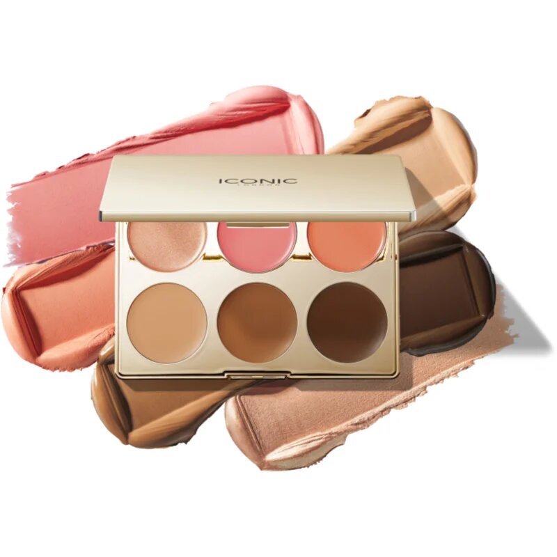 ICONIC London Multi-Use Cream Blush Bronze and Highlight Palette paleta pentru fata multifunctionala faciale 6x3.2 g