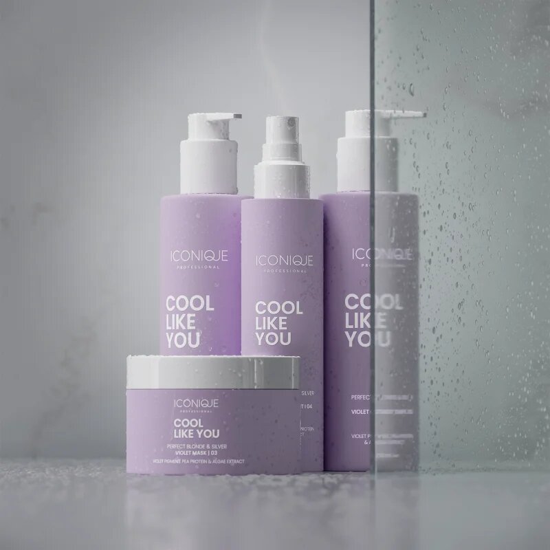 ICONIQUE Professional COOL LIKE YOU Perfect Blonde & Silver Violet balsam neutralizeaza tonurile de galben 70 ml