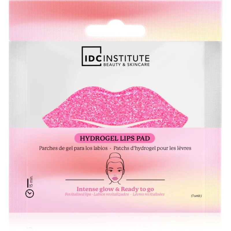 IDC INSTITUTE Glitter Lip Pink mască cu hidrogel pentru buze 1 buc