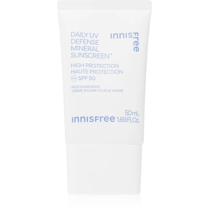 innisfree Daily UV Defense Mineral Sunscreen fluid protector cu minerale pentru fata SPF 50 50 ml