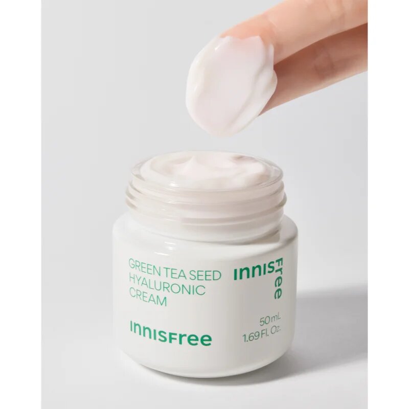 innisfree Green Tea Seed Hyaluronic Cream crema de fata hidratanta cu efect calmant 50 ml
