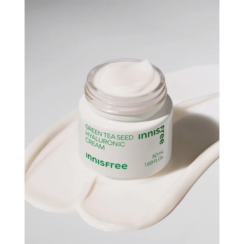 innisfree Green Tea Seed Hyaluronic Cream crema de fata hidratanta cu efect calmant 50 ml