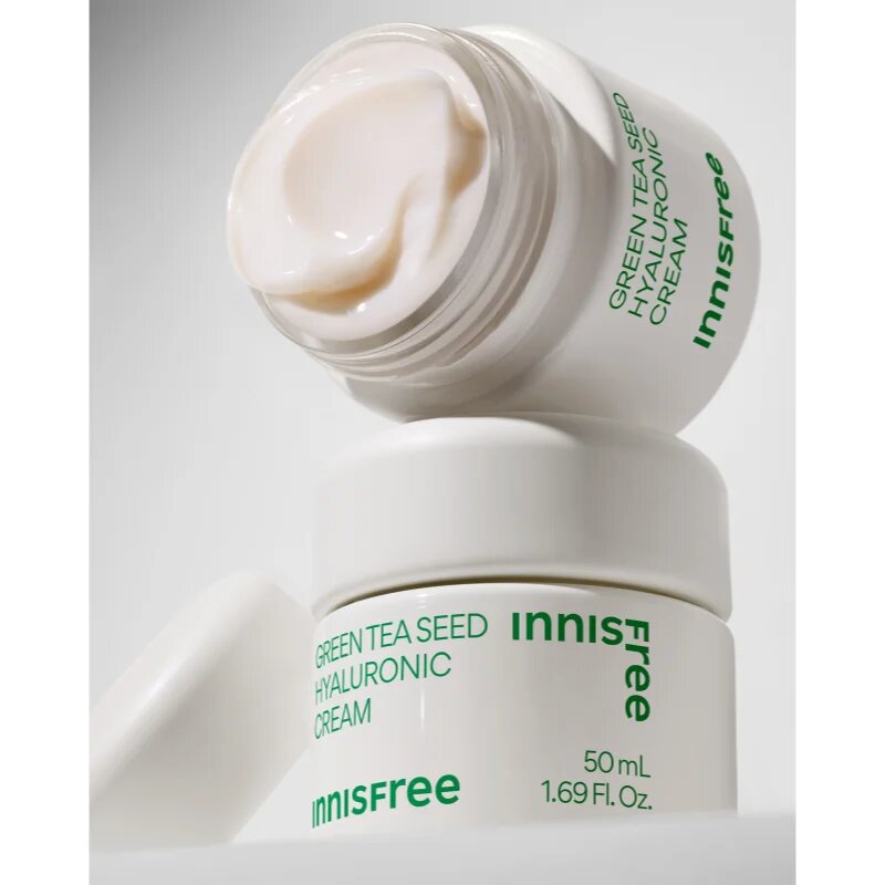 innisfree Green Tea Seed Hyaluronic Cream crema de fata hidratanta cu efect calmant 50 ml