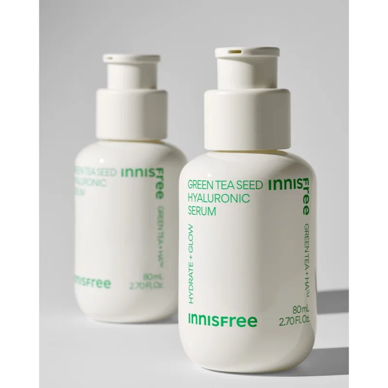 innisfree Green Tea Seed Hyaluronic Serum ser facial calmant pentru luminozitate si hidratare 80 ml