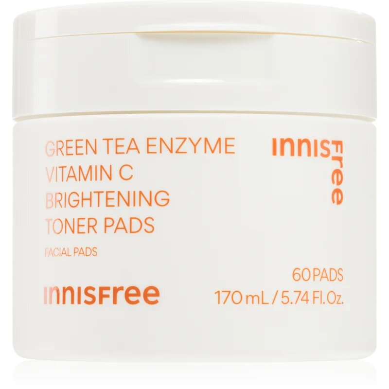 innisfree Green Tea Vitamin C Brightening Toner Pads dischete de tonifiere pentru luminozitate si hidratare 60 buc