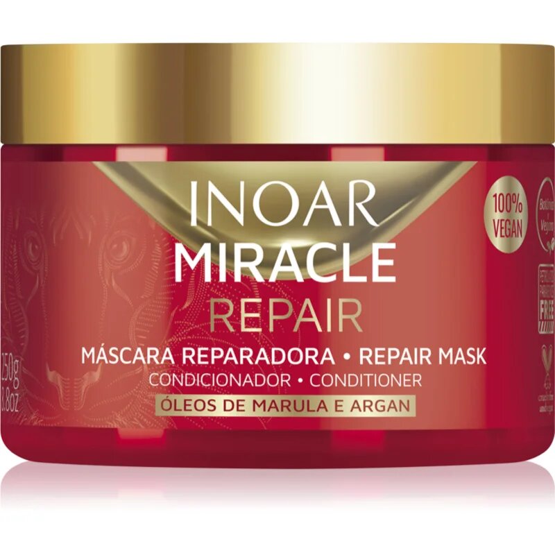 INOAR Miracle Repair masca pentru regenerare pentru păr uscat și deteriorat 250 g