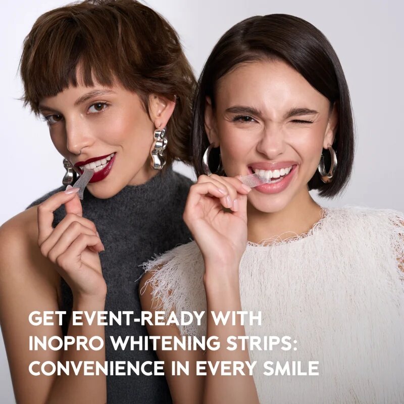 InoPro Advanced Whitening Strips benzi pentru ablirea dintilor pentru dinti bez peroxidu 28 buc