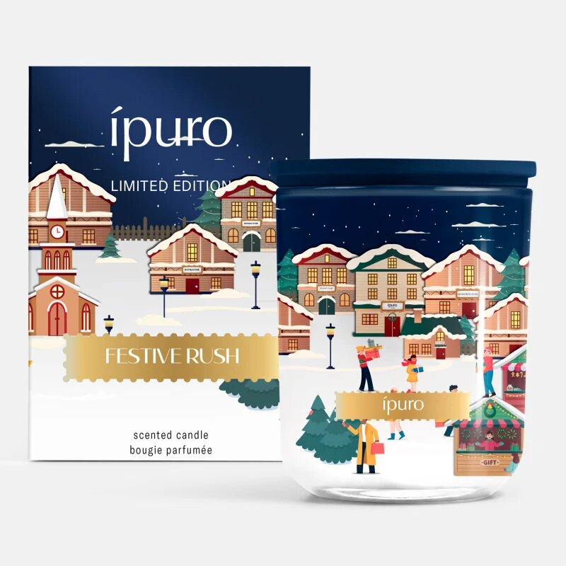 ipuro Christmas Town Festive Rush lumânare parfumată cu capac 270 g