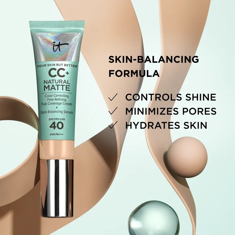 IT Cosmetics Your Skin But Better CC+ Natural Matte crema CC pentru un aspect mat SPF 40 Neutral Tan 32 ml