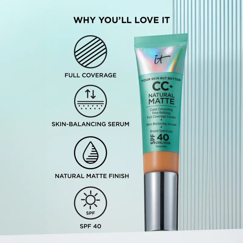IT Cosmetics Your Skin But Better CC+ Natural Matte crema CC pentru un aspect mat SPF 40 Neutral Tan 32 ml