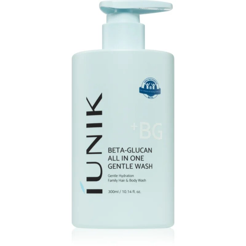 iUnik Beta Glucan All In One Gentle Wash demachiant spumant delicat pe fata corp si par 300 ml