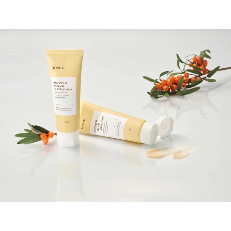 iUnik Propolis Vitamin mască de noapte pentru reînnoirea pielii cu complex de multivitamine 60 ml