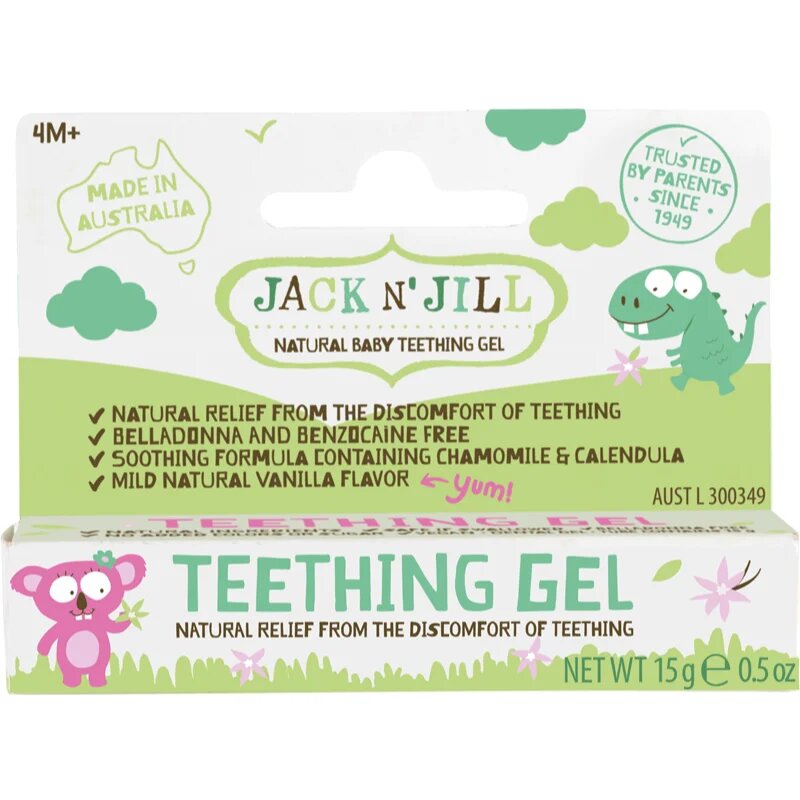 Jack N’ Jill Teething Gel gel calmant pentru creșterea dinților de lapte 4m+ 15 g