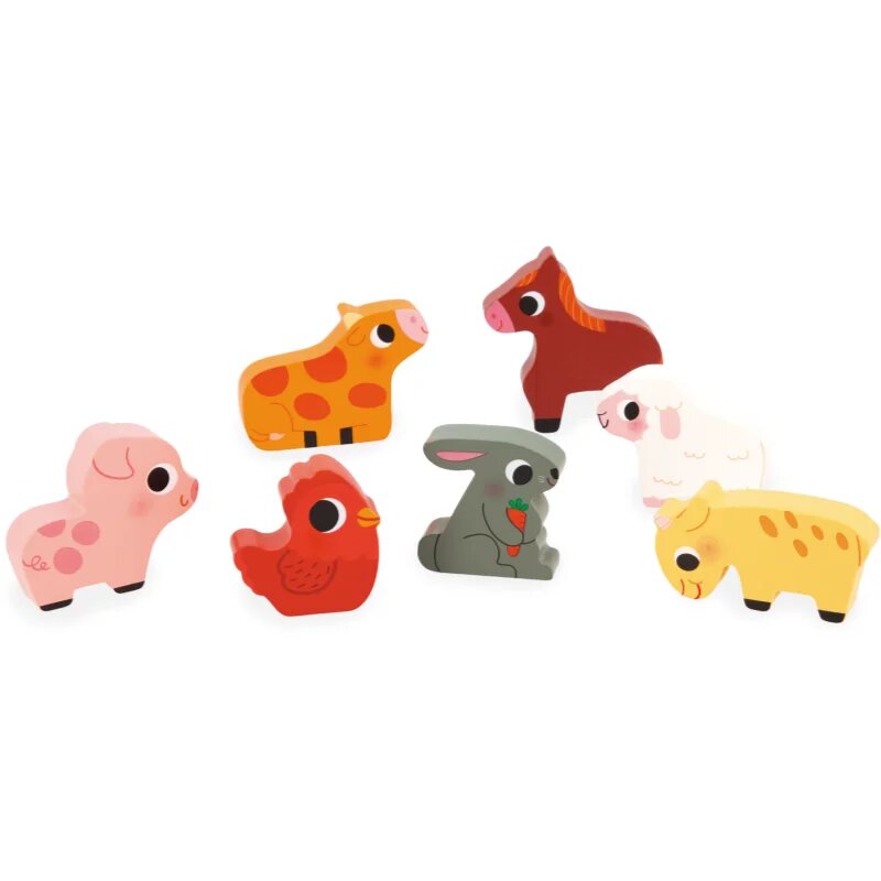 Janod Chunky Farm Puzzle jucărie interactivă cu piese care se pot insera 18m+ 7 buc