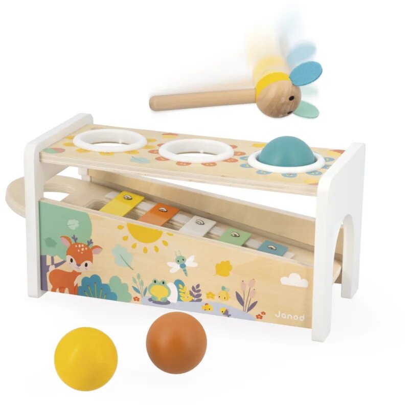 Janod Pure Tap Tap Xylophone joc interactiv de lovit cu ciocanul 12m+ 1 buc