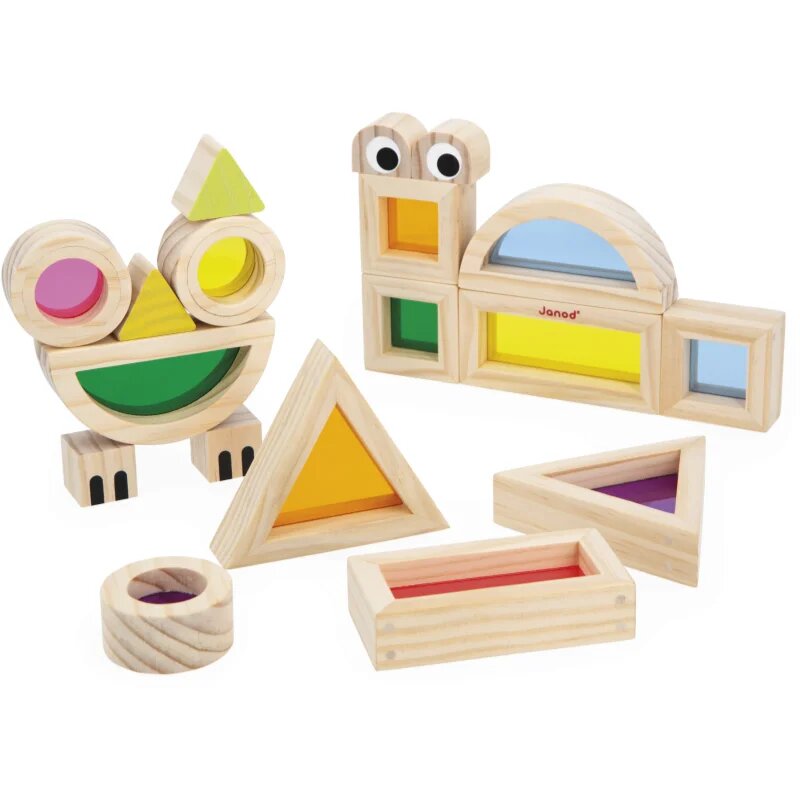 Janod Sensory Game Translucent Blocks jucărie cu activități 12m+ 12 buc