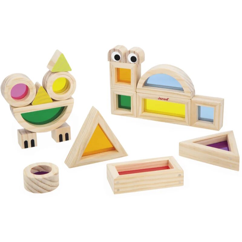 Janod Sensory Game Translucent Blocks jucărie cu activități 12m+ 12 buc