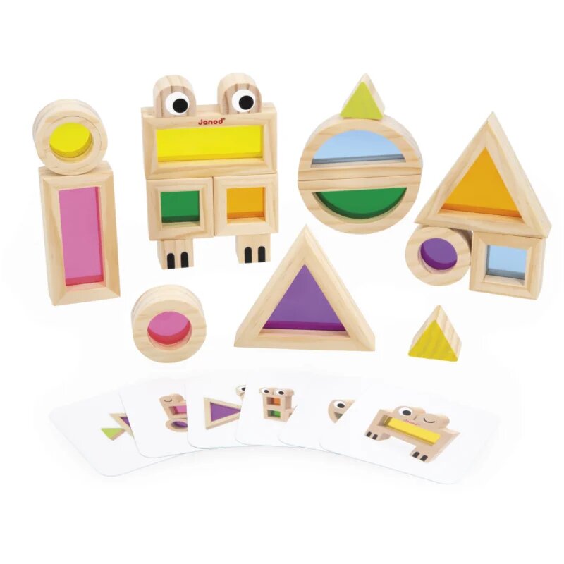 Janod Sensory Game Translucent Blocks jucărie cu activități 12m+ 12 buc