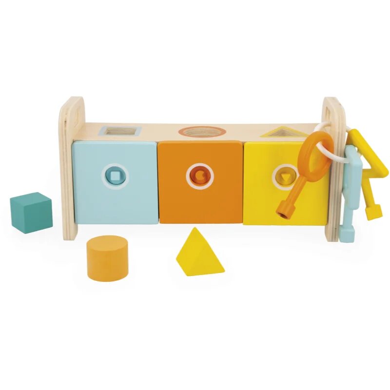 Janod Shape Sorter Box with Keys jucărie interactivă cu piese care se pot insera 18m+ 1 buc
