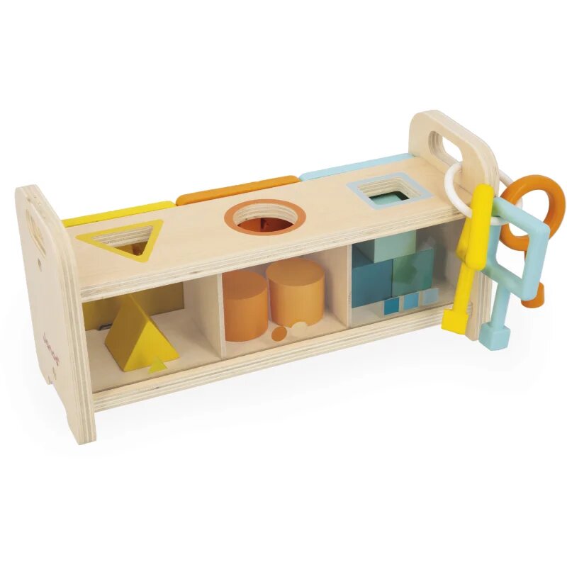 Janod Shape Sorter Box with Keys jucărie interactivă cu piese care se pot insera 18m+ 1 buc