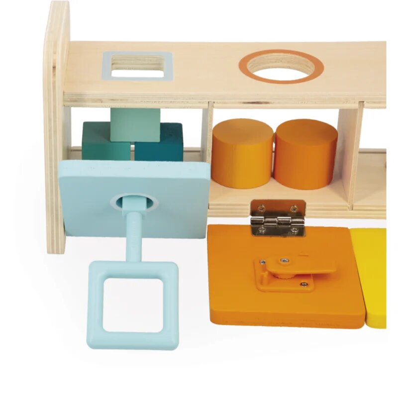 Janod Shape Sorter Box with Keys jucărie interactivă cu piese care se pot insera 18m+ 1 buc