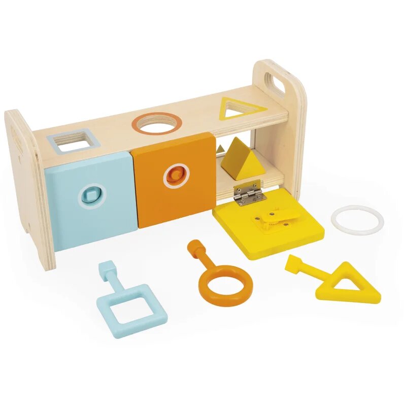 Janod Shape Sorter Box with Keys jucărie interactivă cu piese care se pot insera 18m+ 1 buc
