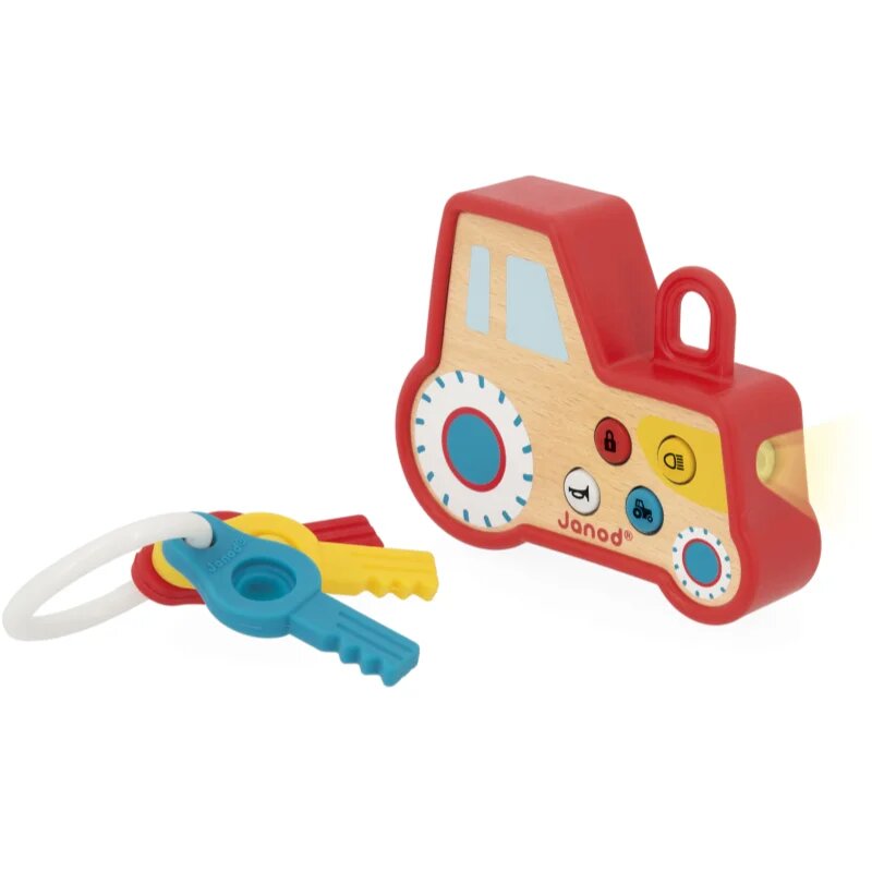 Janod Sound and Light Tractor Keychain jucărie cu activități din lemn 18m+ 1 buc
